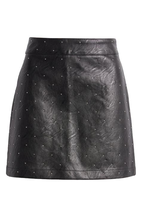 Black Quilted Jersey Side Split A Line Mini Skirt