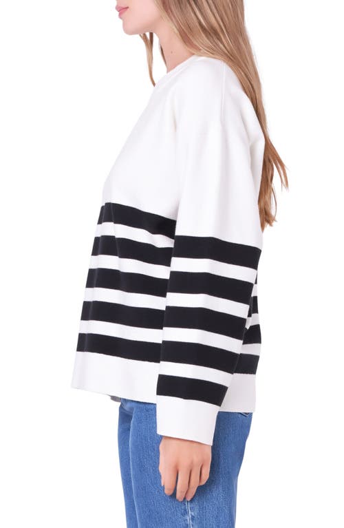 English Factory Stripe Crewneck Sweater In Ivory/black
