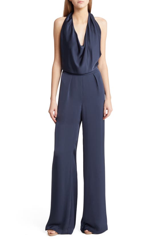 Ramy Brook Harriet Halter Wide Leg Jumpsuit In Navy
