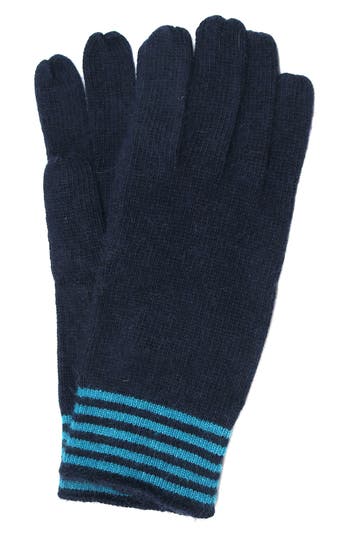 Portolano Stripe Cuff Gloves In Blue