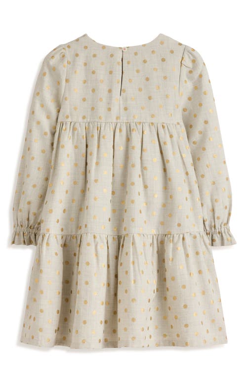 Shop Mini Boden Kids' Betsy Tiered Cotton Dress In Oatmeal/gold Spot