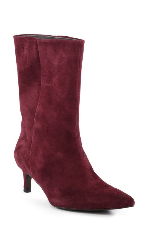 Seychelles Game Changer Pointed Toe Kitten Heel Boot in Mahogany Suede 