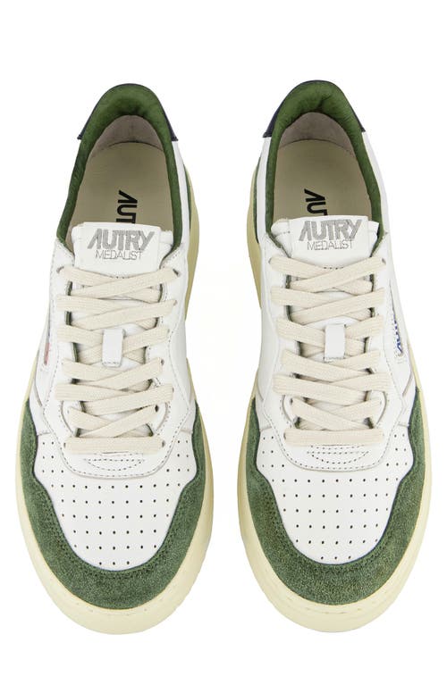 Autry Medalist Low White Leather And Suede Bottle Sneakers In Mil/black