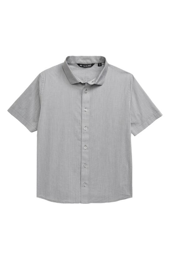 Travis Mathew Kids' Travismathew J The Take Away Stripe Short Sleeve Button-up Shirt In Heather Grey