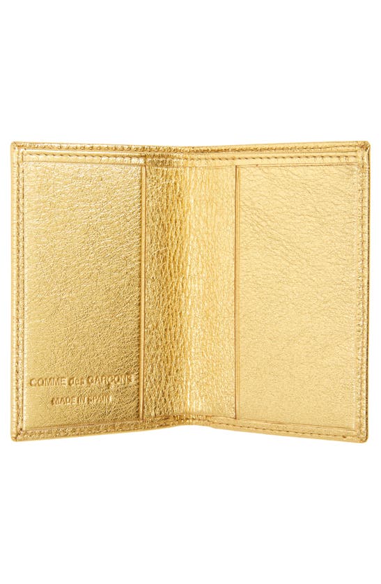 Shop Comme Des Garçons Metallic Leather Card Holder In Gold