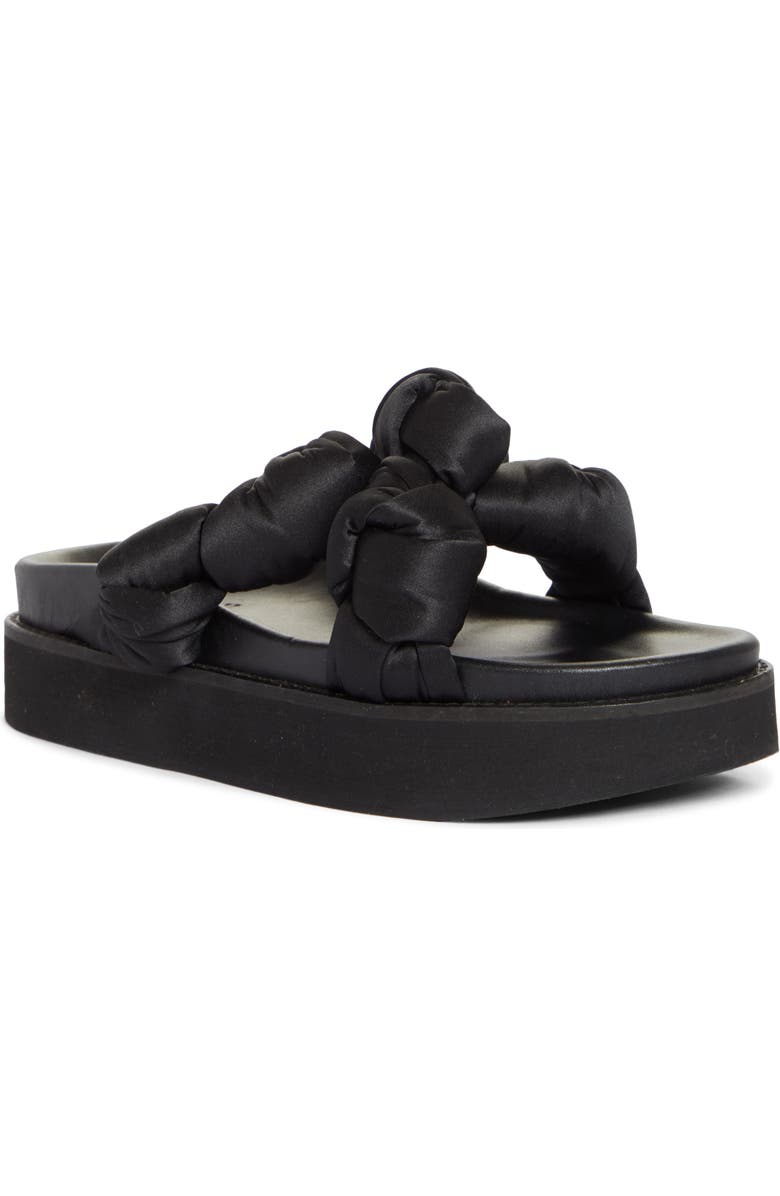 Ganni Recycled Satin Mid Knotted Sandal, Main, color, 