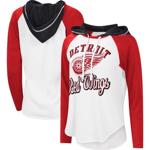 Men's Antigua White Detroit Red Wings Metallic Logo Victory Full-Zip Hoodie