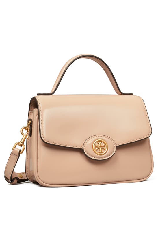 Shop Tory Burch Small Robinson Leather Top Handle Bag In Blush