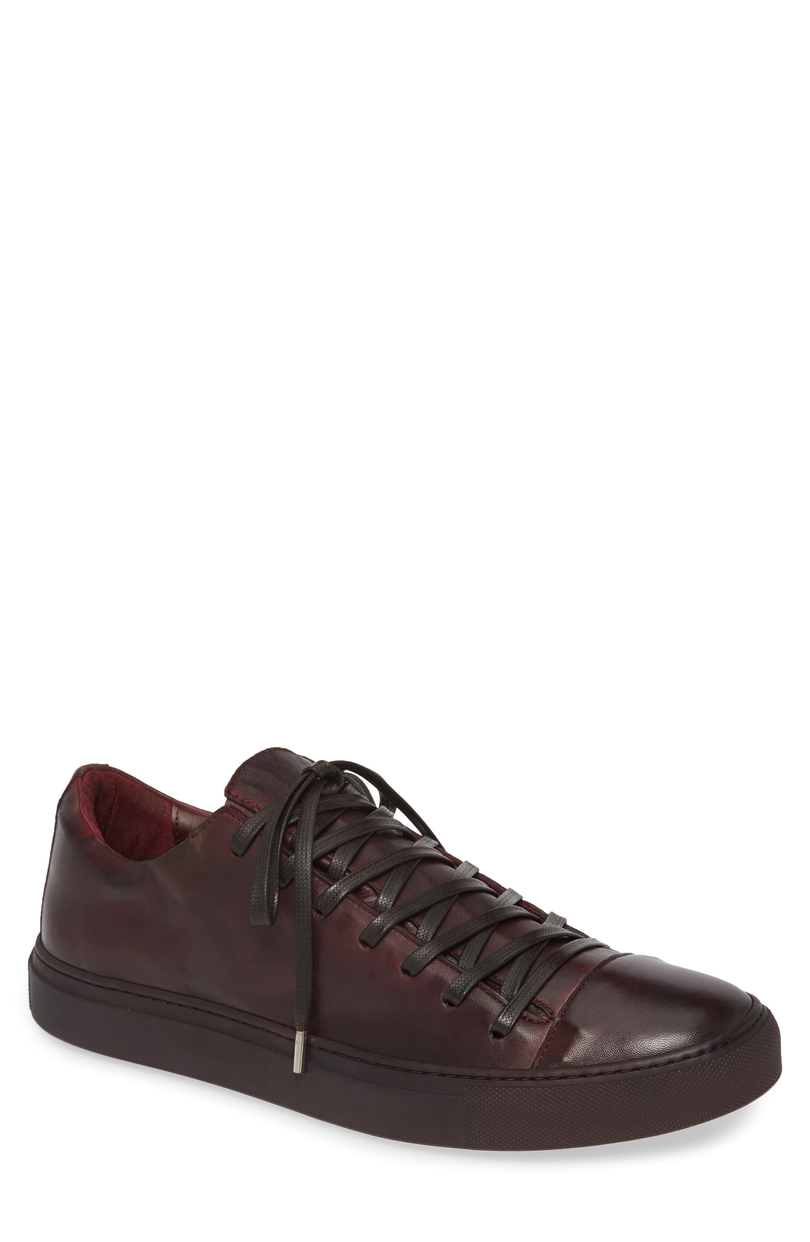 John Varvatos Reed Low Top Lace-up Sneaker In Bordeaux