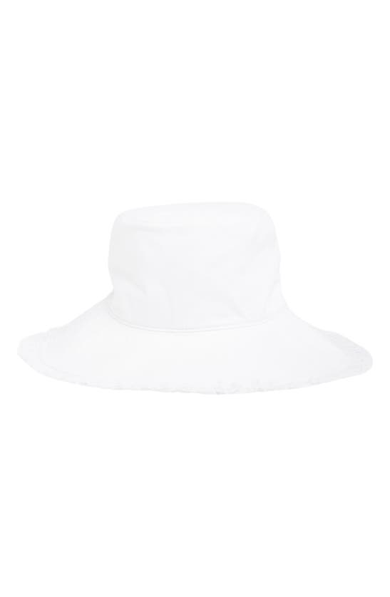 Shop Kate Spade Fringe Trim Cotton Bucket Hat In White