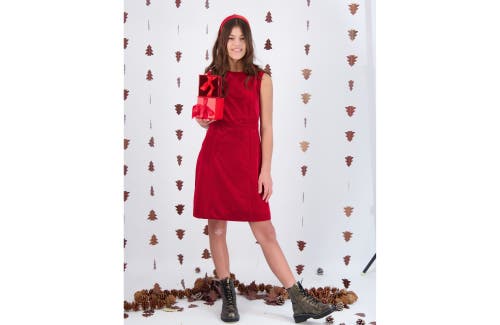 Shop Busy Bees Victoria A Line Shift Dress In Red Velvet