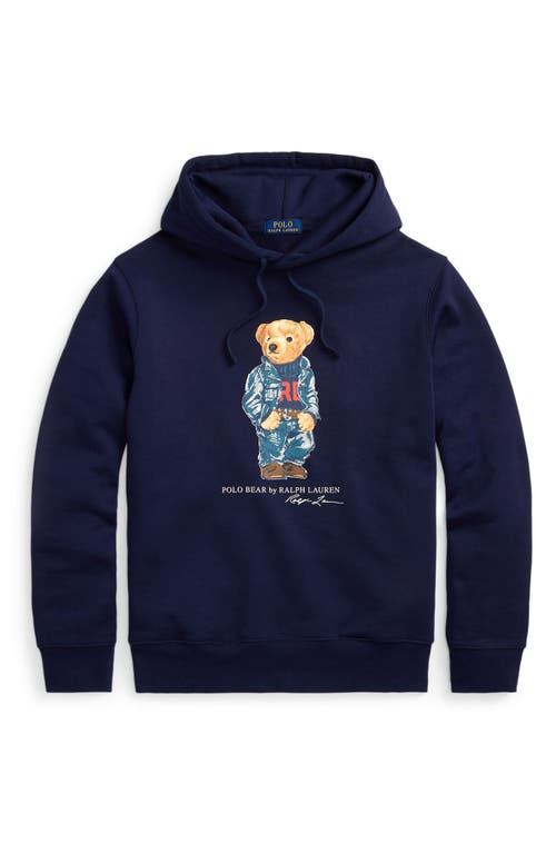 Shop Polo Ralph Lauren Polo Bear Fleece Hoodie In Cruise Navy Denim Bear