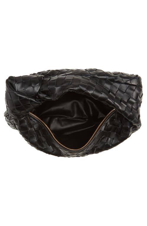 Shop Bottega Veneta Teen Jodie Intrecciato Leather Hobo In Black-gold