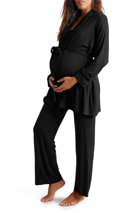 Shop A Pea In The Pod Maternity/nursing Robe & Pajamas In Black