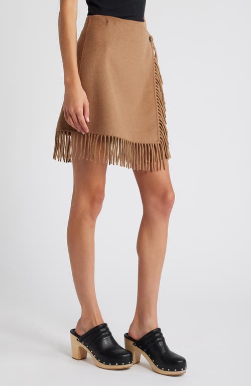 Shop Rails Vista Fringe Detail Wool Blend Skirt In Camel