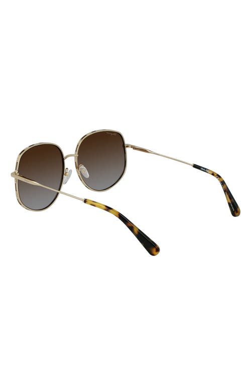 Shop Ferragamo 61mm Gancini Oversize Sunglasses In Gold/tokyo Tortoise