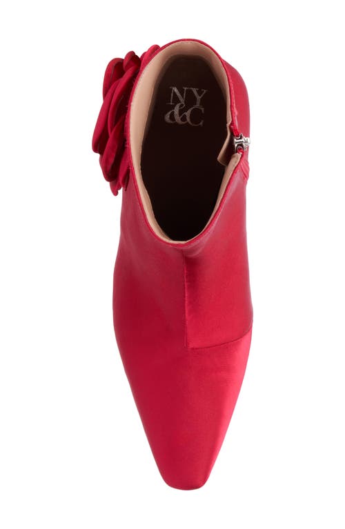 New York And Company Mckenna Floral Appliqué Bootie In Red