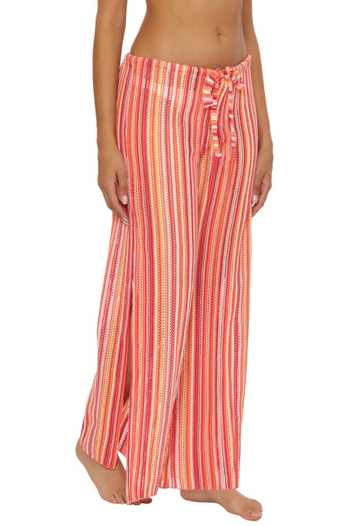 Shop Becca Seaside Stripe Cover-up Pants In Coral Reef