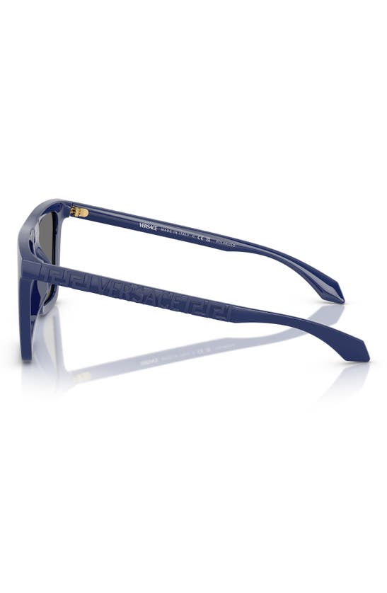 Shop Versace 53mm Polarized Rectangular Sunglasses In Blue