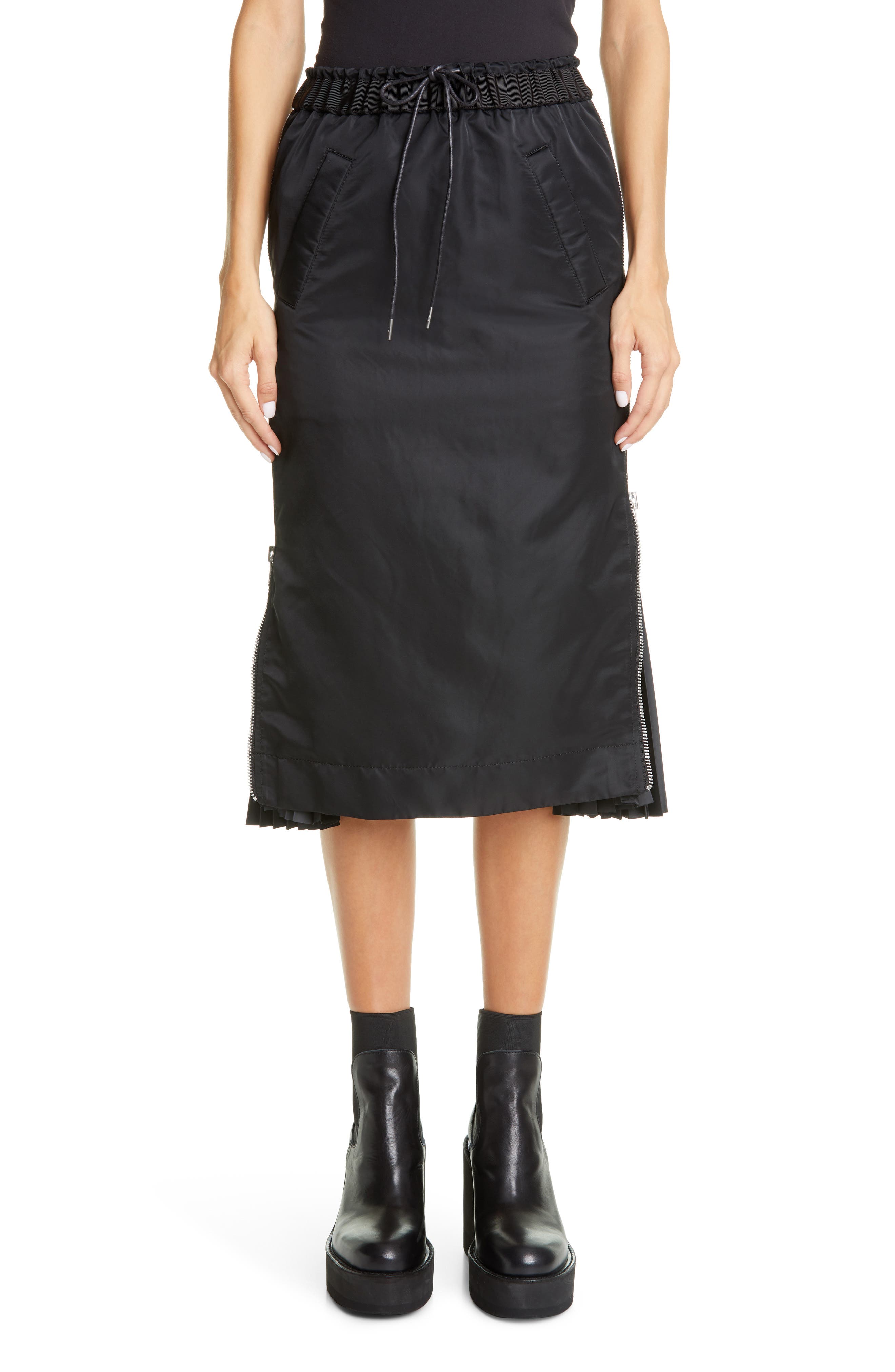 Sacai MA-1 Side Gusset Skirt in Black at Nordstrom, Size 4