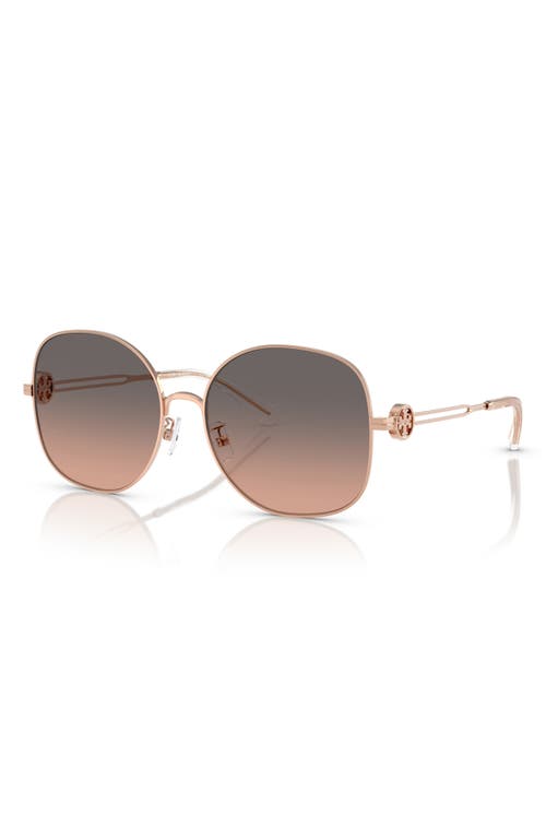 Tory Burch 56mm Gradient Round Sunglasses In Gold Brown