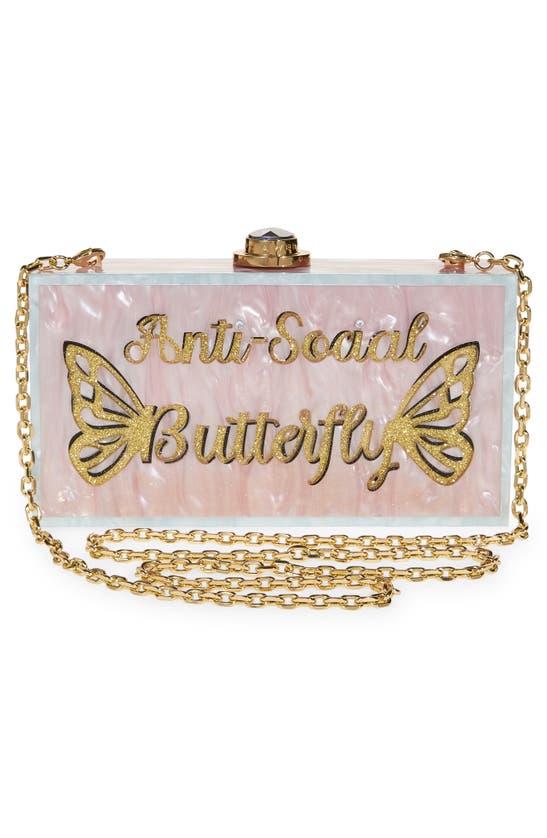Shop Sophia Webster Cleo Social Butterfly Box Clutch In Pearl Pink