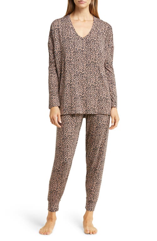 Nordstrom Moonlight Eco Jogger Pajamas in Brown Brownie Animal Prints