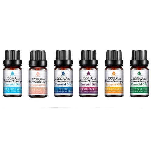 Pursonic 6 Pack Of 100% Pure Essential Aromatherapy Oils Blends In Multicolor