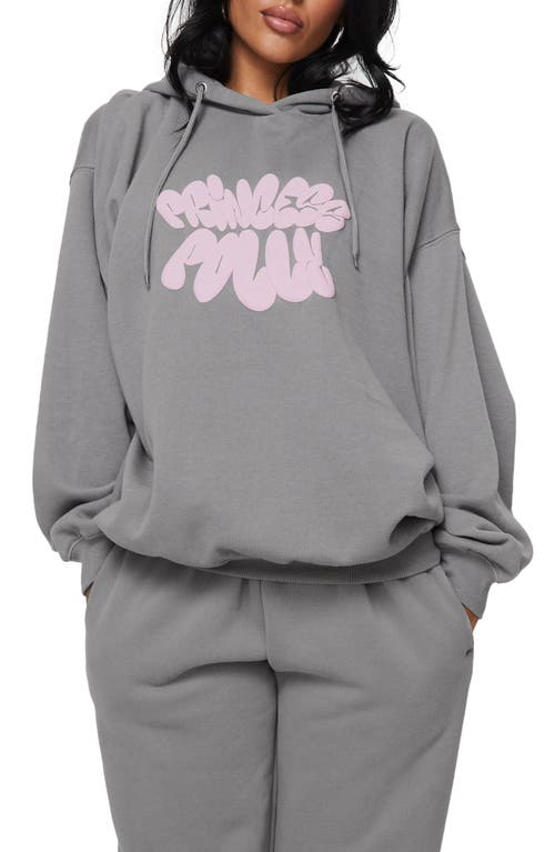 Logo Graphic Hoodie in Charcoal/Pink
