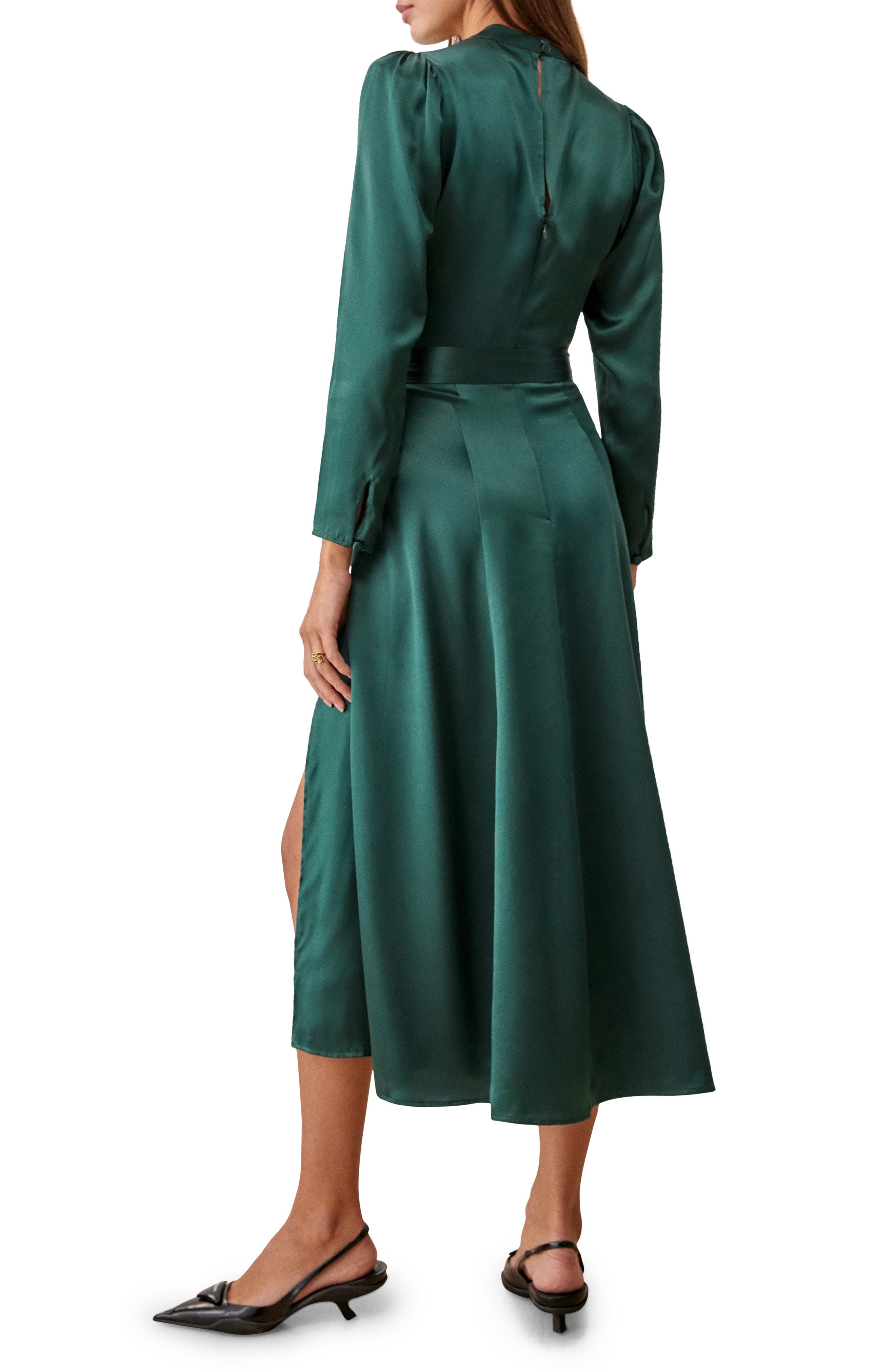 reformation green dress nordstrom