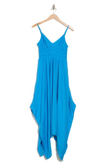 Blu Pepper Handkerchief Hem Slipdress In Blue