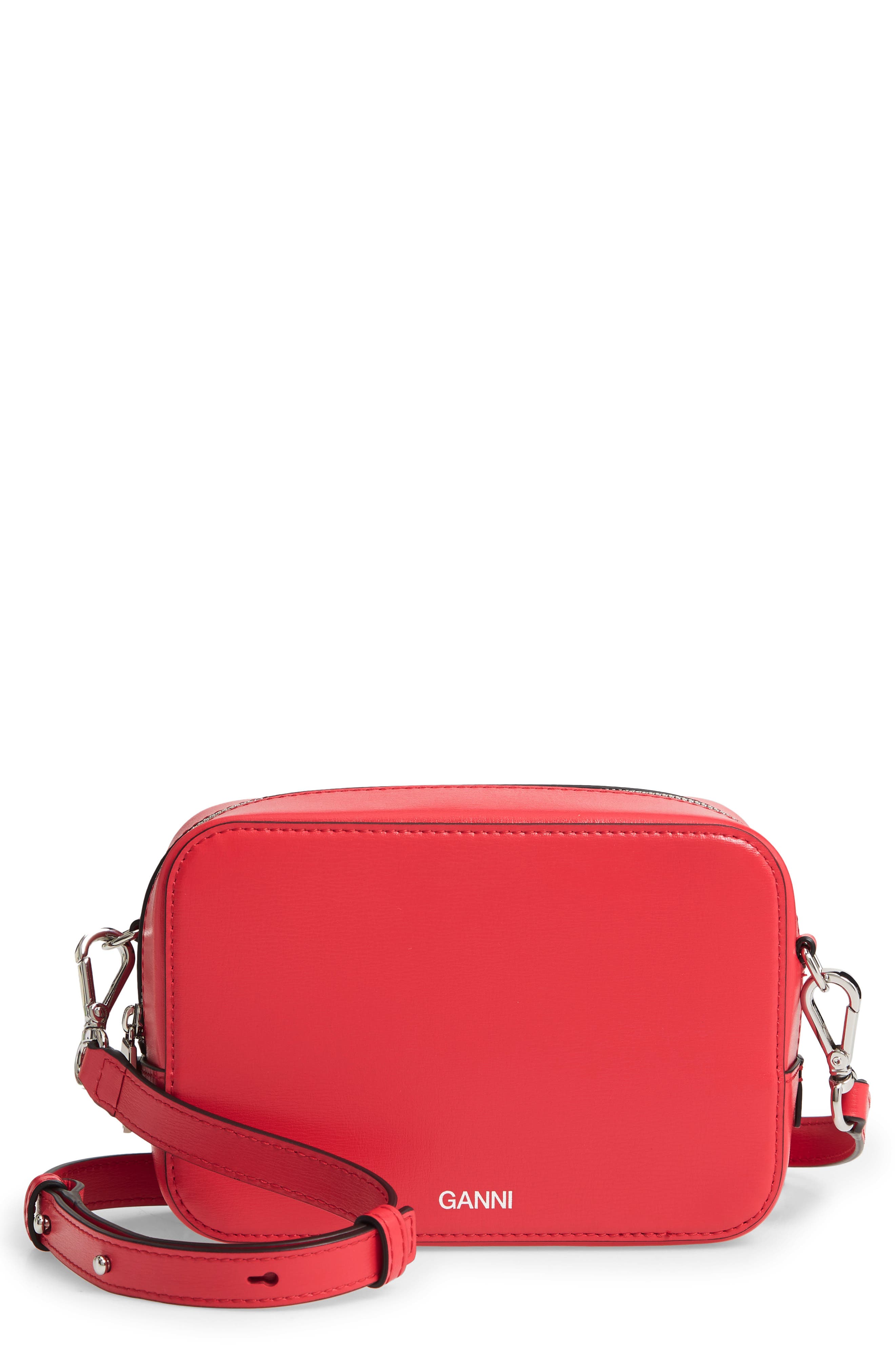 Ganni Leather Camera Crossbody Bag In Lollipop ModeSens