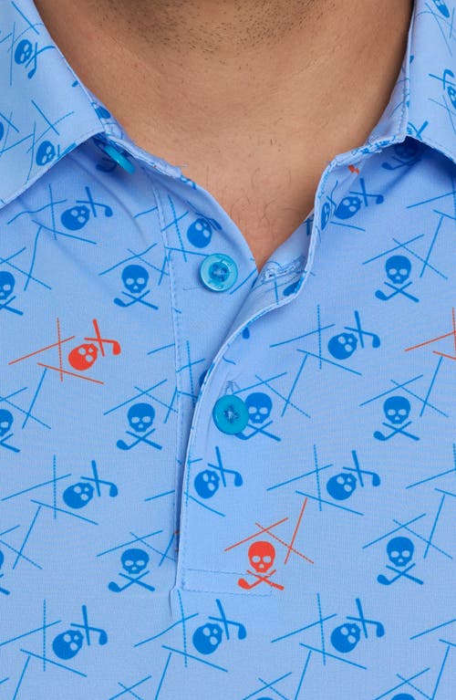 Robert Graham Stinger Skull Print Short Sleeve Performance Golf Polo In Light Blue