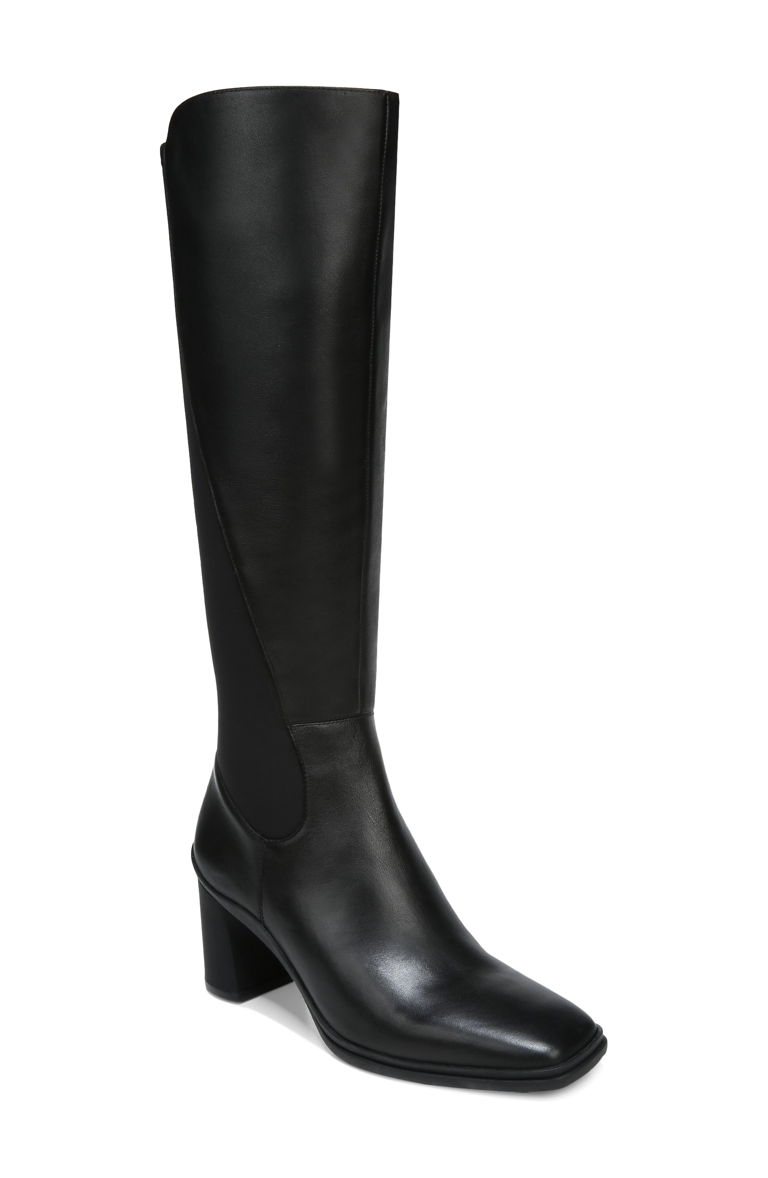 block heel knee high boots