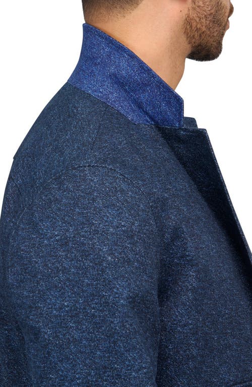 Brooklyn Brigade Texture Print Cotton Stretch Utility Blazer In Navy