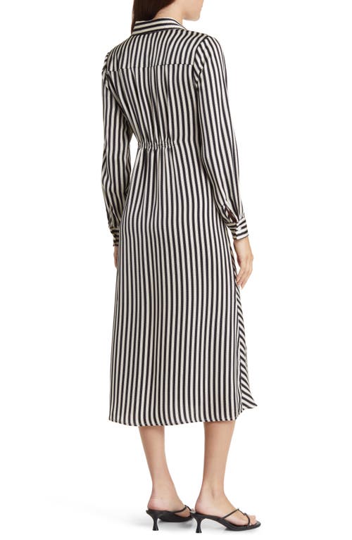 Shop Zoe And Claire Side Knot Stripe Shirtdress In Black/white