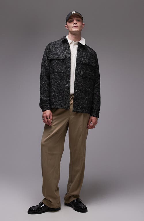 Topman Textured Overshirt In Black