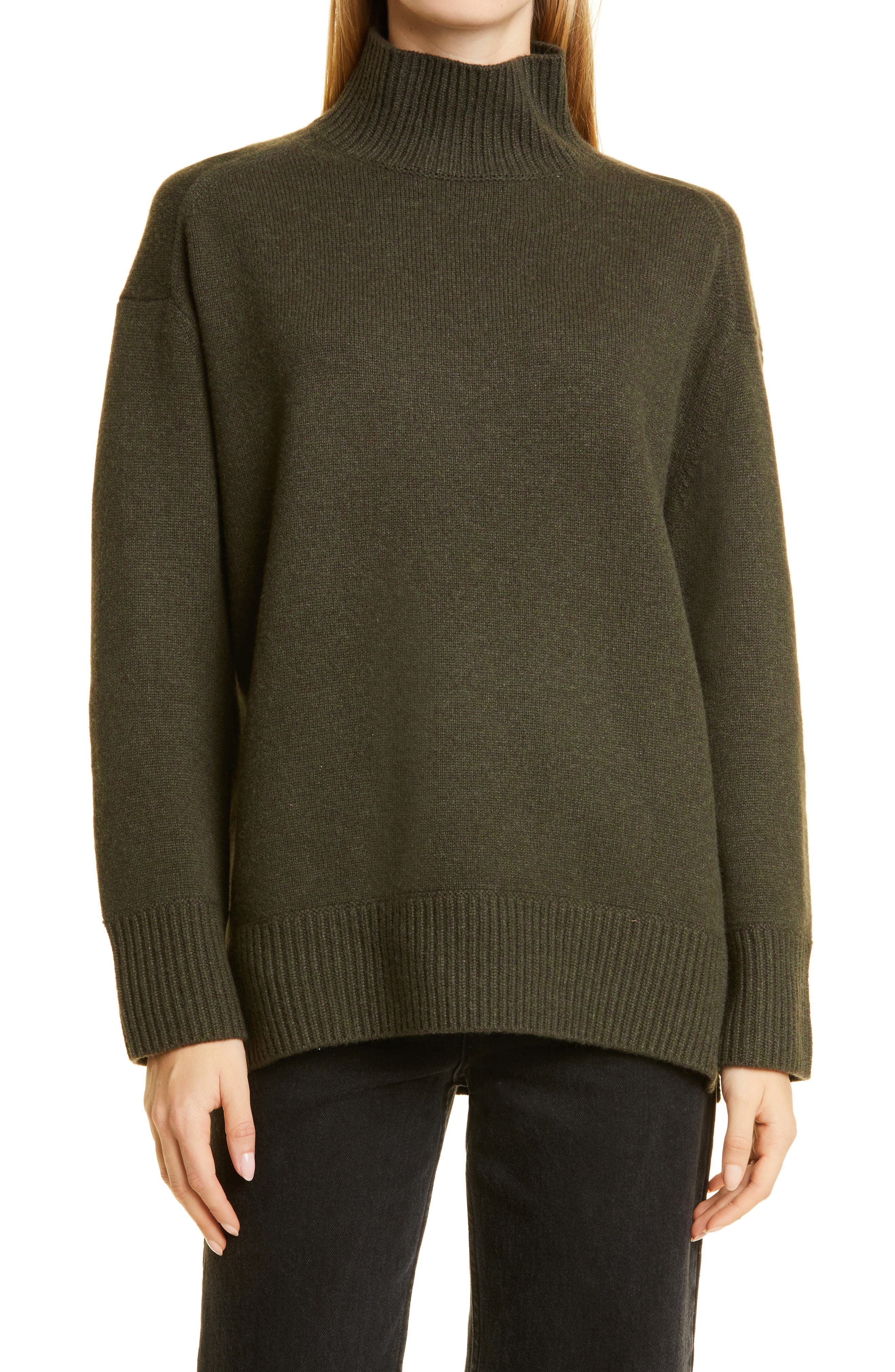 Vince Side Slit Turtleneck Cashmere Sweater