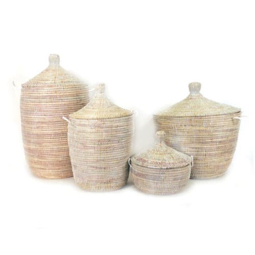 Mbare Dou Lid Storage Basket Monochrome In White