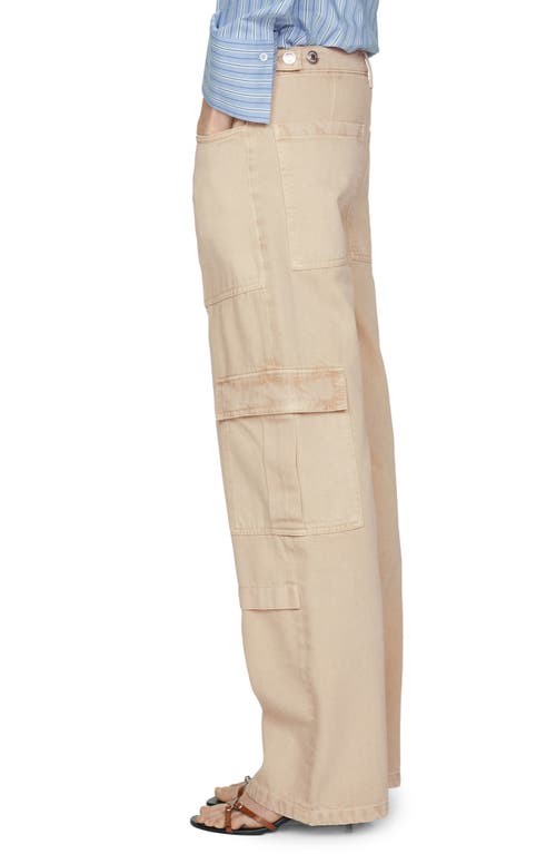 Shop Mango Julieta Low Rise Wide Leg Cargo Jeans In Light Pastel Brown