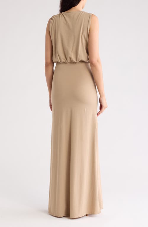 Go Couture Sleeveless Maxi Dress In Mocha