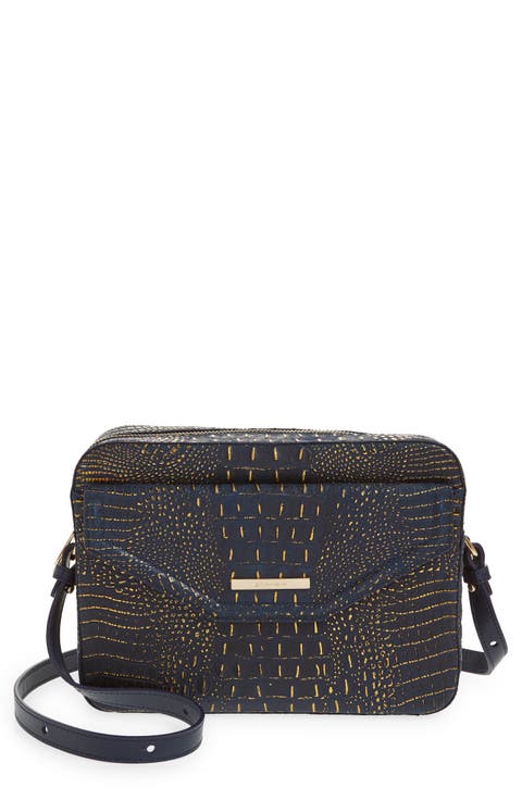 Shea Croc Embossed Leather Crossbody Bag