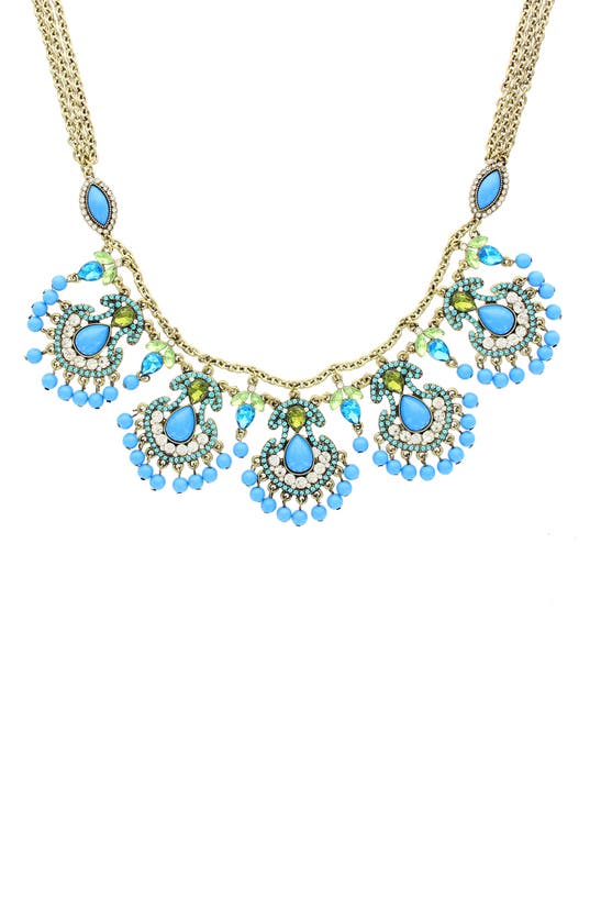 Shop Olivia Welles Rissa Cluster Statement Necklace In Blue