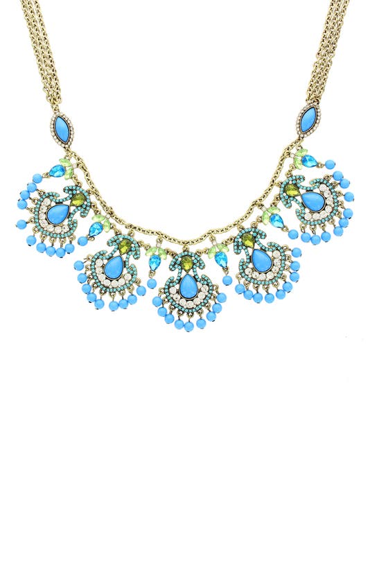 Olivia Welles Rissa Cluster Statement Necklace In Blue