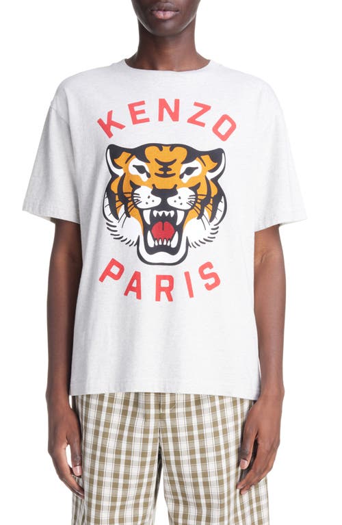 KENZO Lucky Tiger Oversize Cotton Graphic T-Shirt Pale Grey at Nordstrom,