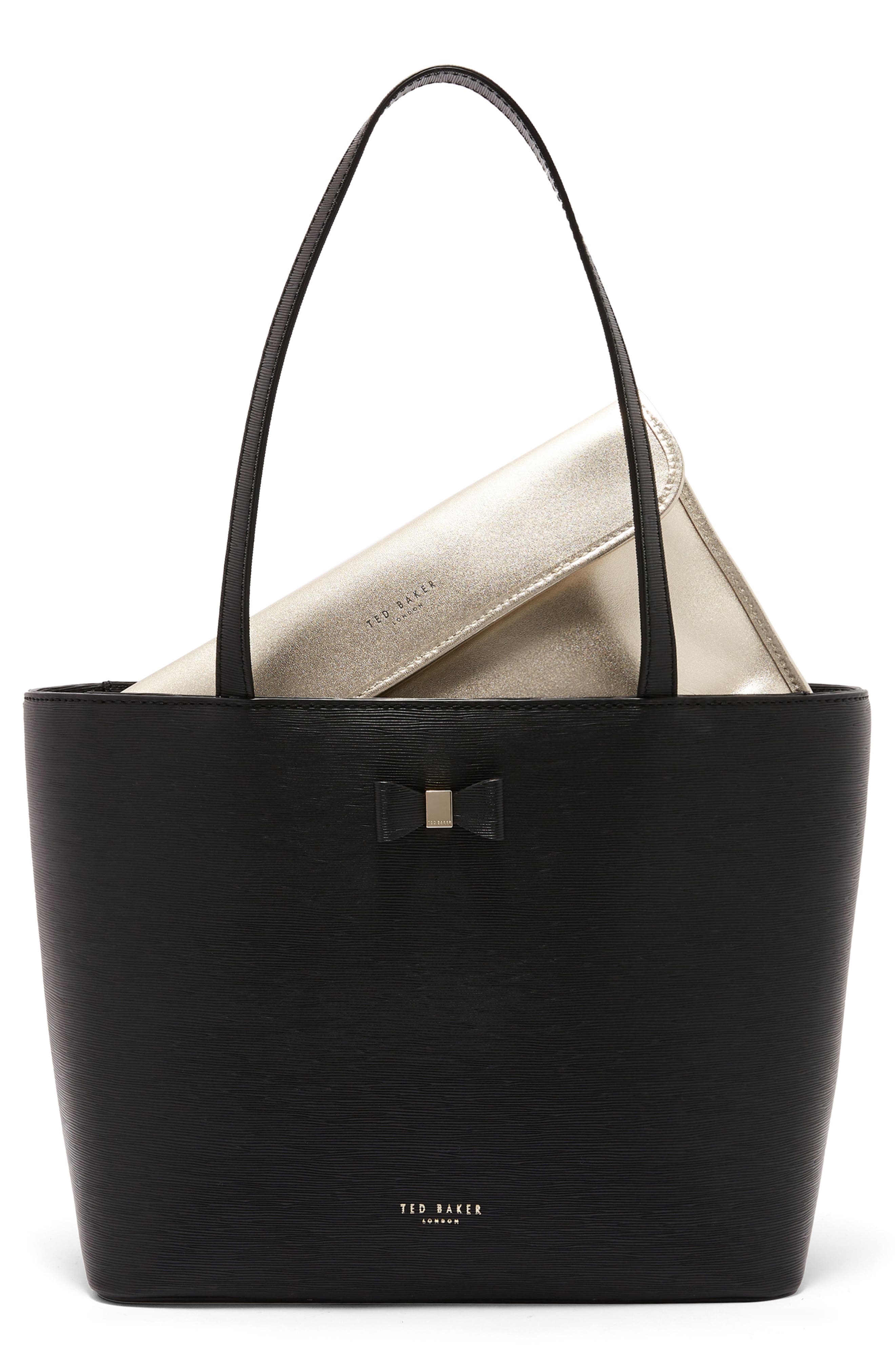 bow detail leather shopper bag