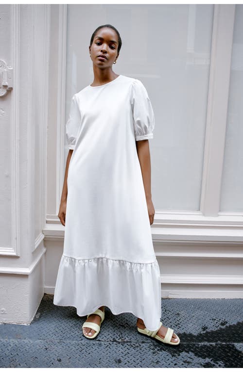 Marcella Olivia Mixed Media Midi Dress In Off White