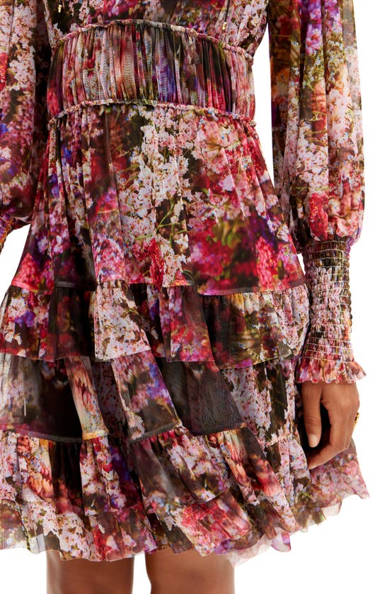 Desigual Azalea Floral Print Long Sleeve Minidress In Mix