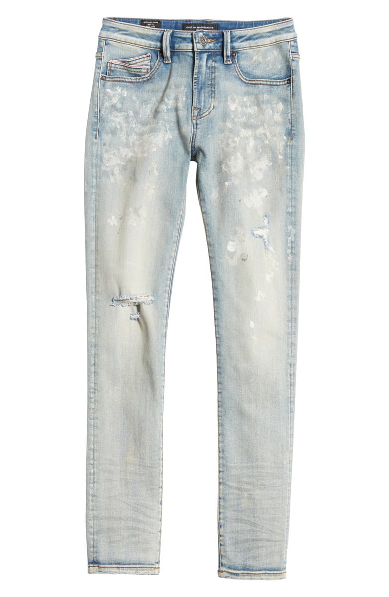 Cult of Individuality Punk Destroyed Paint Splatter Super Skinny Jeans ...