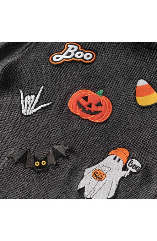 Shop Andy & Evan Kids' Halloween Patch Cotton Hoodie In Black Patches